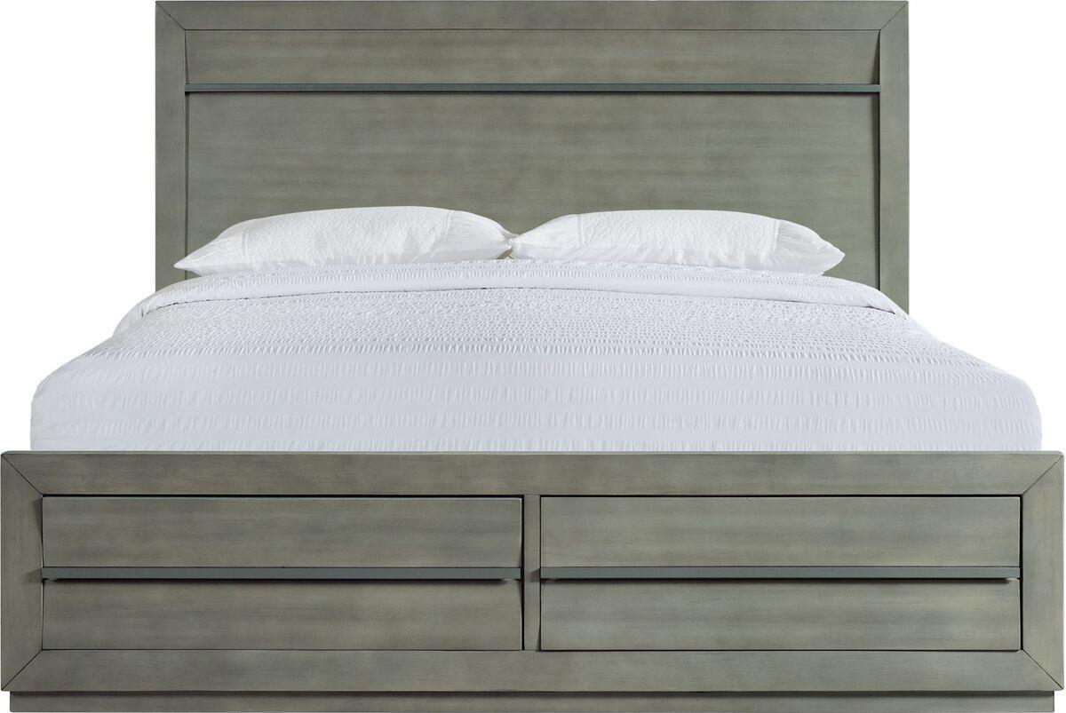 Elements Bedroom Sets - Cosmo King Storage 5Pc Bedroom Set In Grey