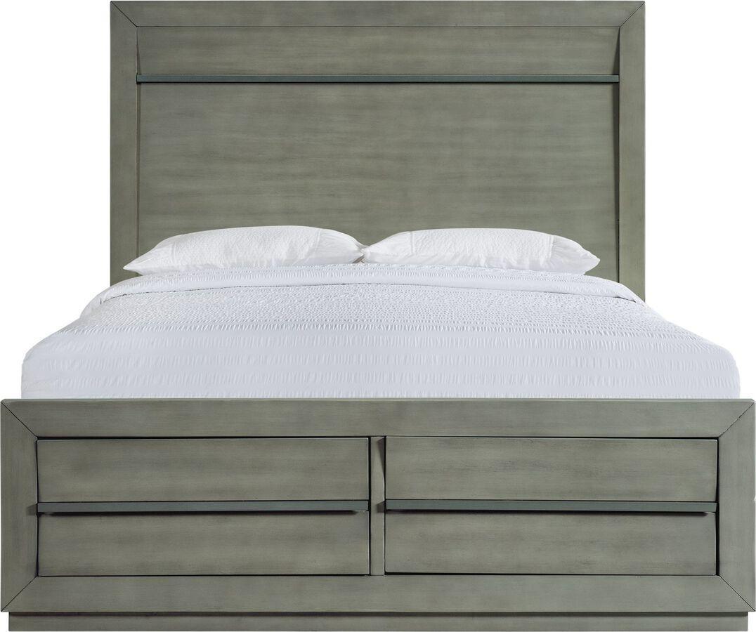 Elements Bedroom Sets - Cosmo Queen Storage 3Pc Bedroom Set In Grey
