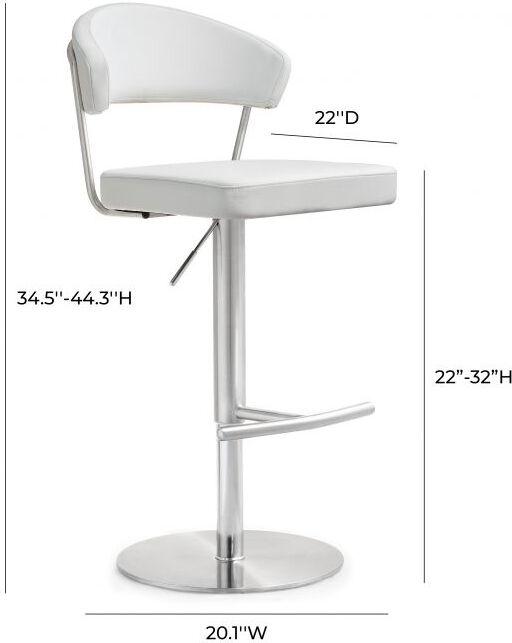 Tov Furniture Barstools - Cosmo White Stainless Steel Barstool