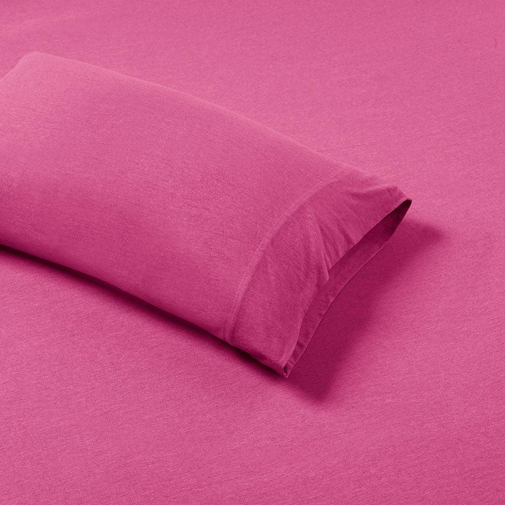 Olliix.com Sheets & Sheet Sets - Cotton Blend Jersey Knit Twin Sheet Set Pink