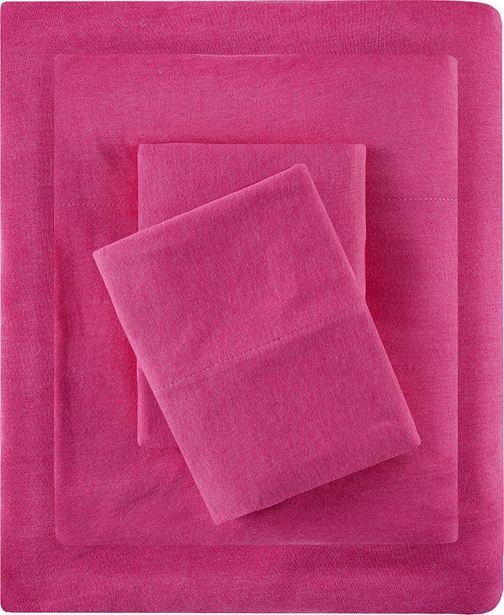 Olliix.com Sheets & Sheet Sets - Cotton Blend Jersey Knit Twin Sheet Set Pink