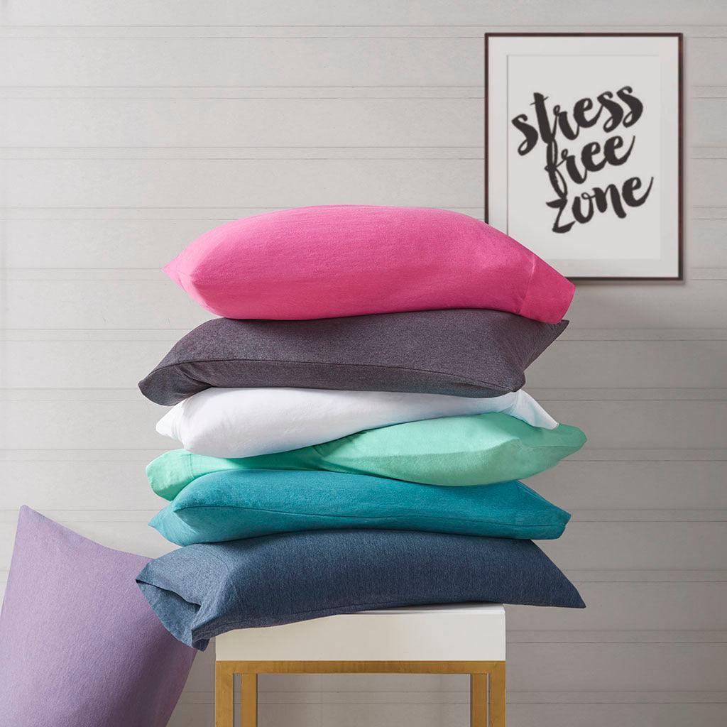 Olliix.com Sheets & Sheet Sets - Cotton Blend Jersey Knit Twin Sheet Set Pink