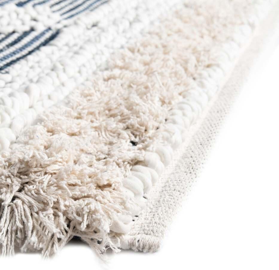 Unique Loom Indoor Rugs - Cotton Chindi Modern Boho Chic 10x14 Rectangular Rug Ivory