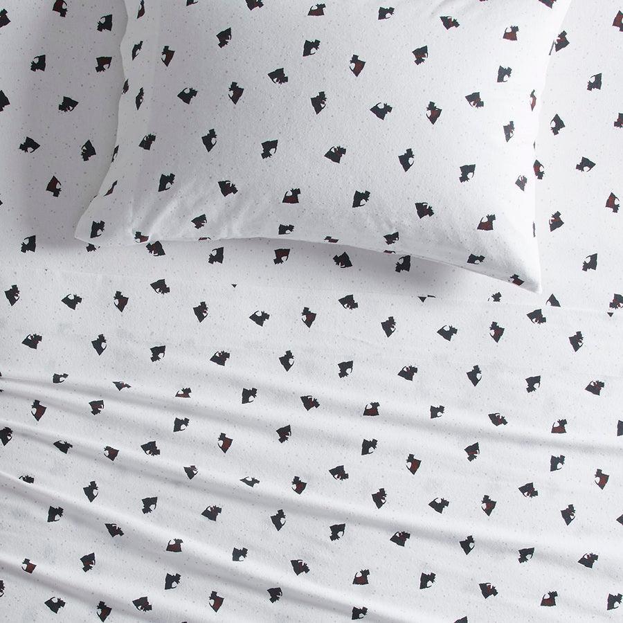 Olliix.com Sheets & Sheet Sets - Cotton Sheet Set Black|White Scottie Dogs WR20-3313