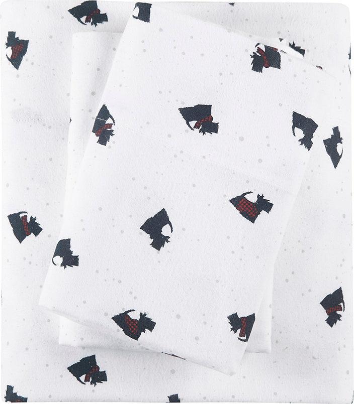 Olliix.com Sheets & Sheet Sets - Cotton Sheet Set Black|White Scottie Dogs WR20-3313
