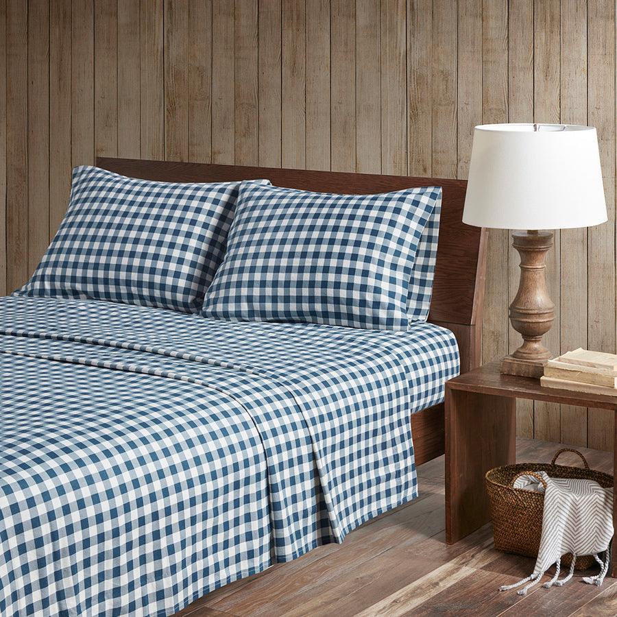Olliix.com Sheets & Sheet Sets - Cotton Sheet Set Blue Buffalo Check WR20-3311