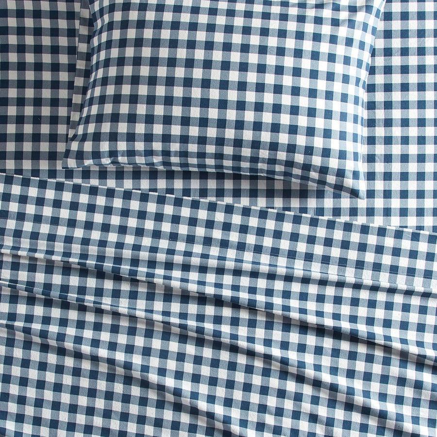 Olliix.com Sheets & Sheet Sets - Cotton Sheet Set Blue Buffalo Check WR20-3311