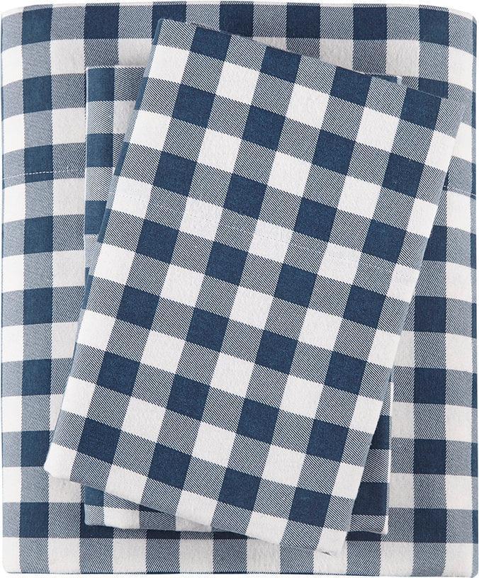 Olliix.com Sheets & Sheet Sets - Cotton Sheet Set Blue Buffalo Check WR20-3311