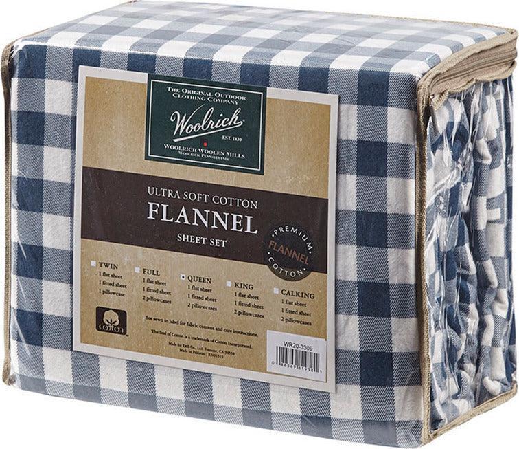Olliix.com Sheets & Sheet Sets - Cotton Sheet Set Blue Buffalo Check WR20-3311