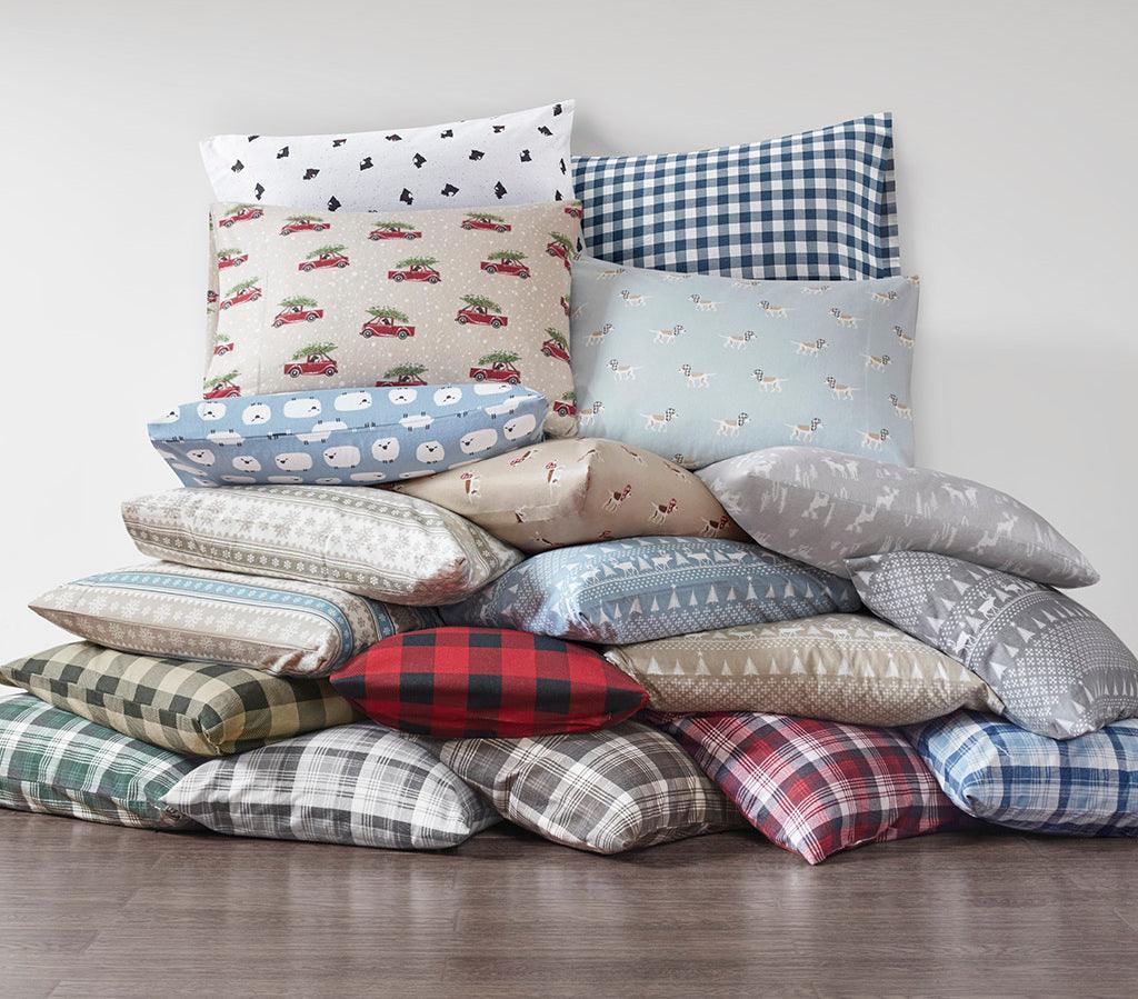 Olliix.com Sheets & Sheet Sets - Cotton Sheet Set Blue Buffalo Check WR20-3311