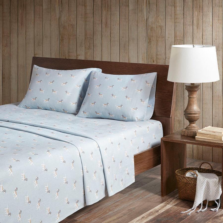 Olliix.com Sheets & Sheet Sets - Cotton Sheet Set Blue Dog WR20-2067