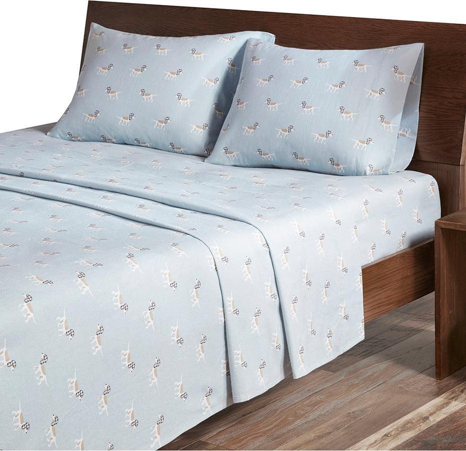 Olliix.com Sheets & Sheet Sets - Cotton Sheet Set Blue Dog WR20-2067
