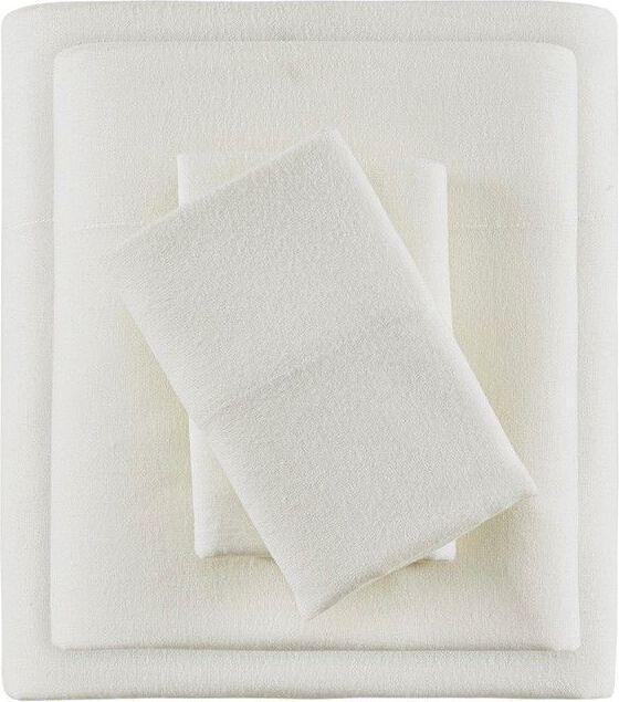 Olliix.com Sheets & Sheet Sets - Cozy Cotton Flannel Full Printed Sheet Set Ivory