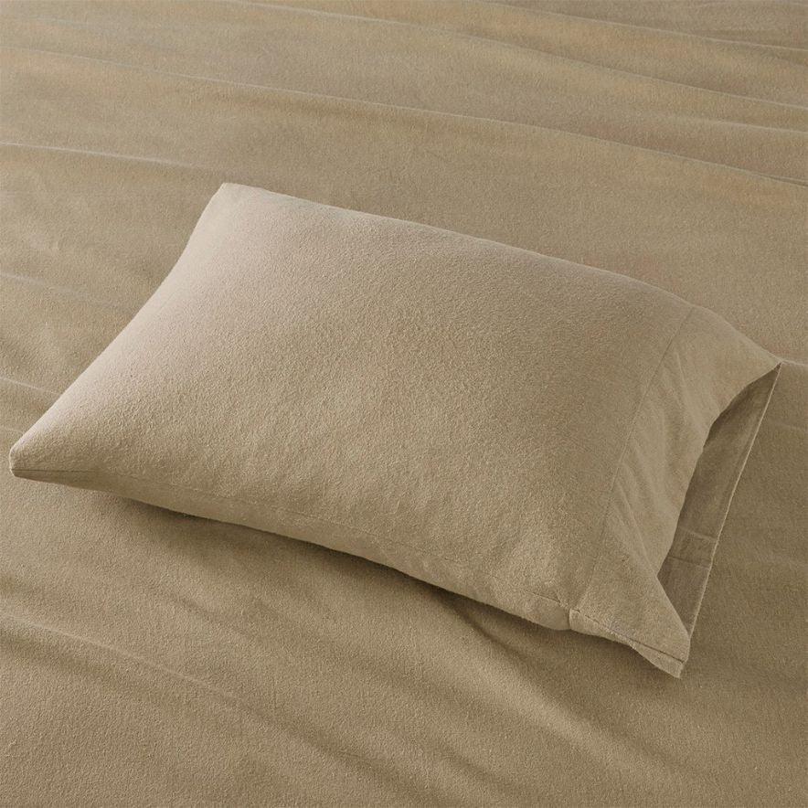 Olliix.com Sheets & Sheet Sets - Cozy Cotton Flannel Full Printed Sheet Set Tan