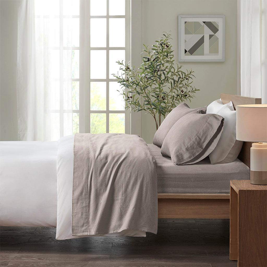 Olliix.com Sheets & Sheet Sets - Cozy Flannel California King Sheet Set Gray Solid