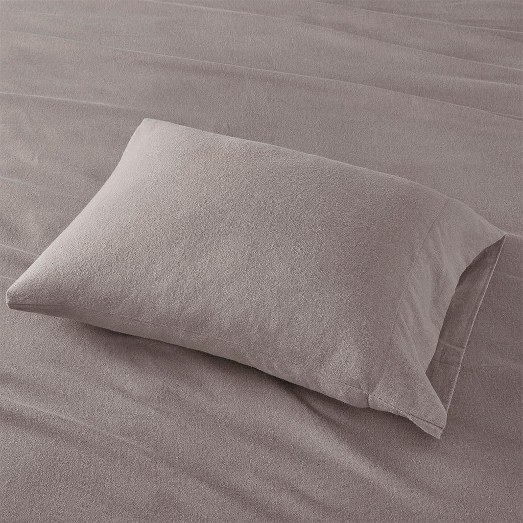 Olliix.com Sheets & Sheet Sets - Cozy Flannel California King Sheet Set Gray Solid