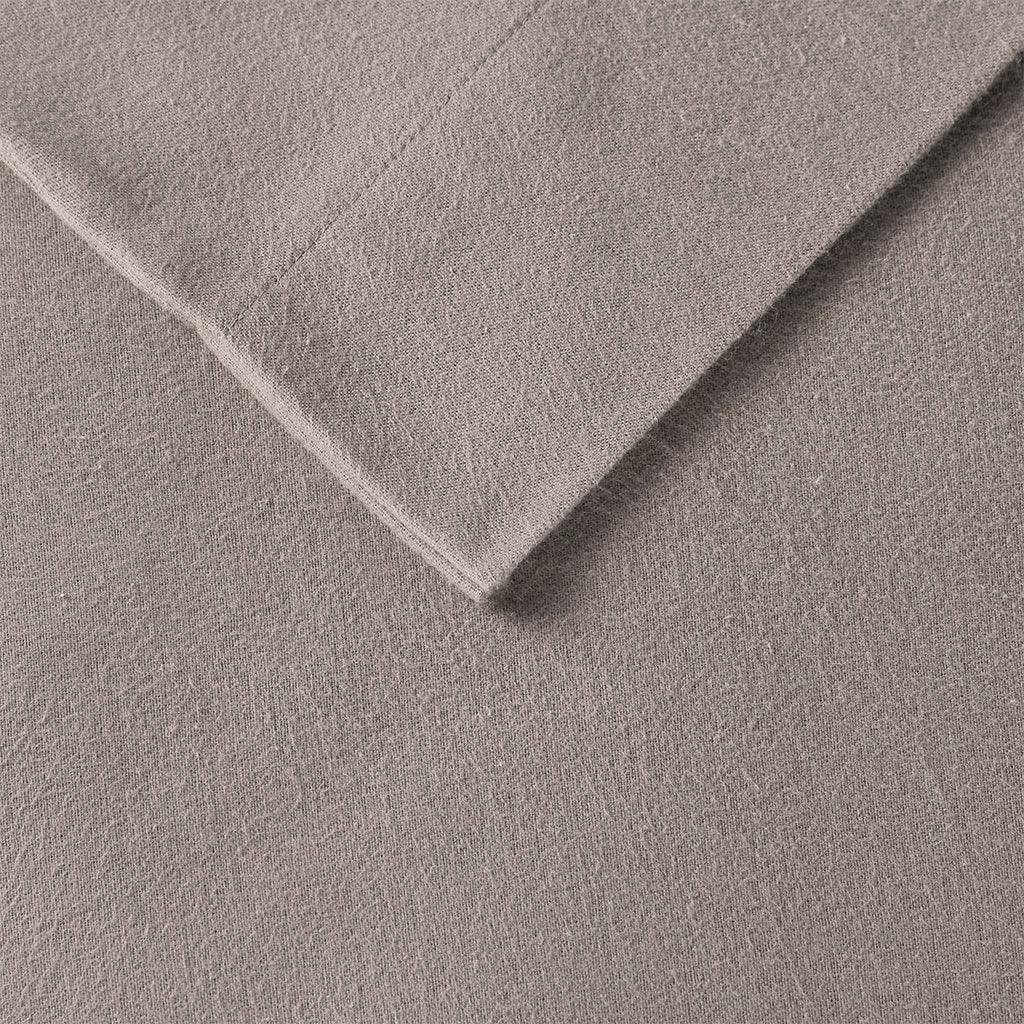 Olliix.com Sheets & Sheet Sets - Cozy Flannel California King Sheet Set Gray Solid