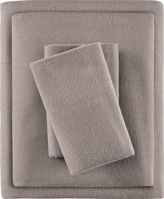 Olliix.com Sheets & Sheet Sets - Cozy Flannel California King Sheet Set Gray Solid