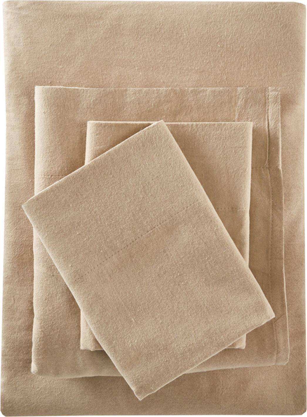 Olliix.com Sheets & Sheet Sets - Cozy Flannel California King Sheet Set Tan
