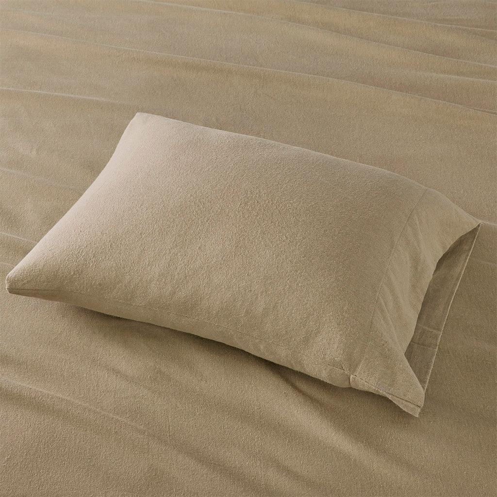 Olliix.com Sheets & Sheet Sets - Cozy Flannel California King Sheet Set Tan