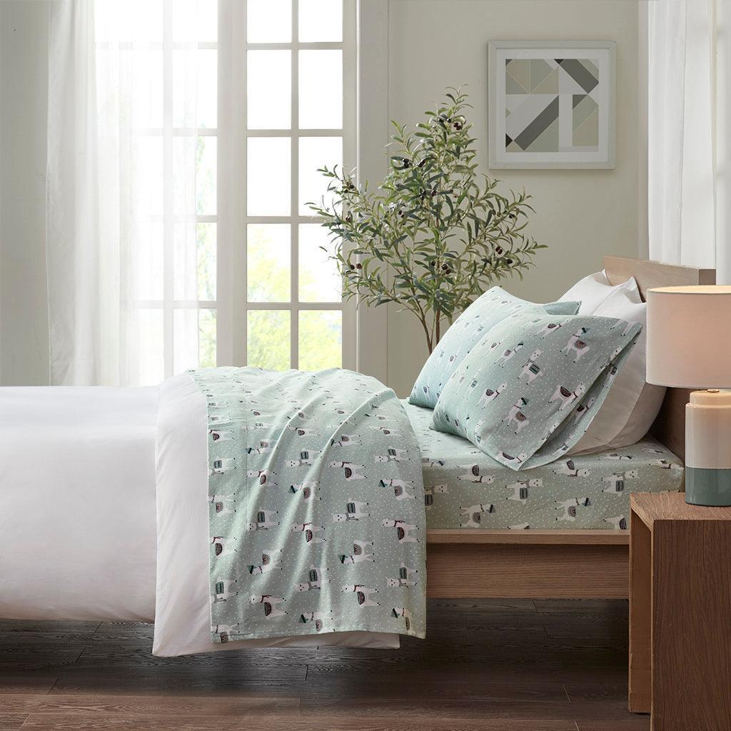 Olliix.com Sheets & Sheet Sets - Cozy Flannel Full Sheet Set Seafoam