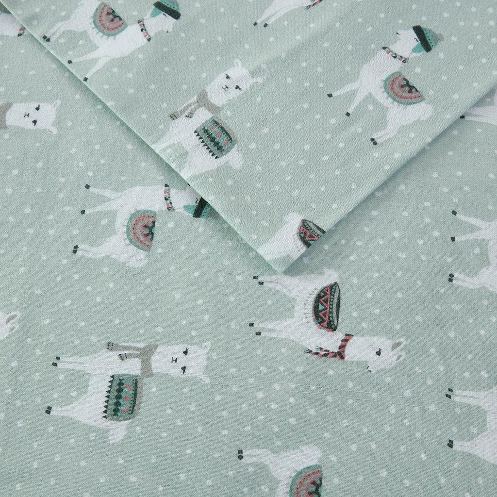 Olliix.com Sheets & Sheet Sets - Cozy Flannel Full Sheet Set Seafoam