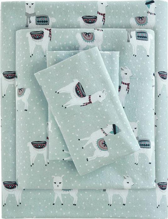 Olliix.com Sheets & Sheet Sets - Cozy Flannel Full Sheet Set Seafoam
