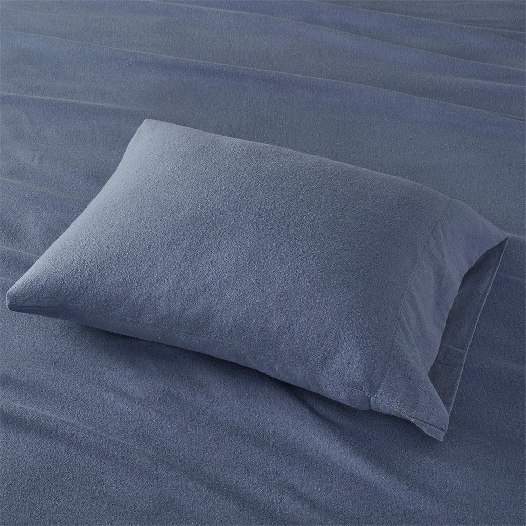 Olliix.com Sheets & Sheet Sets - Cozy Flannel King Sheet Set Blue Solid