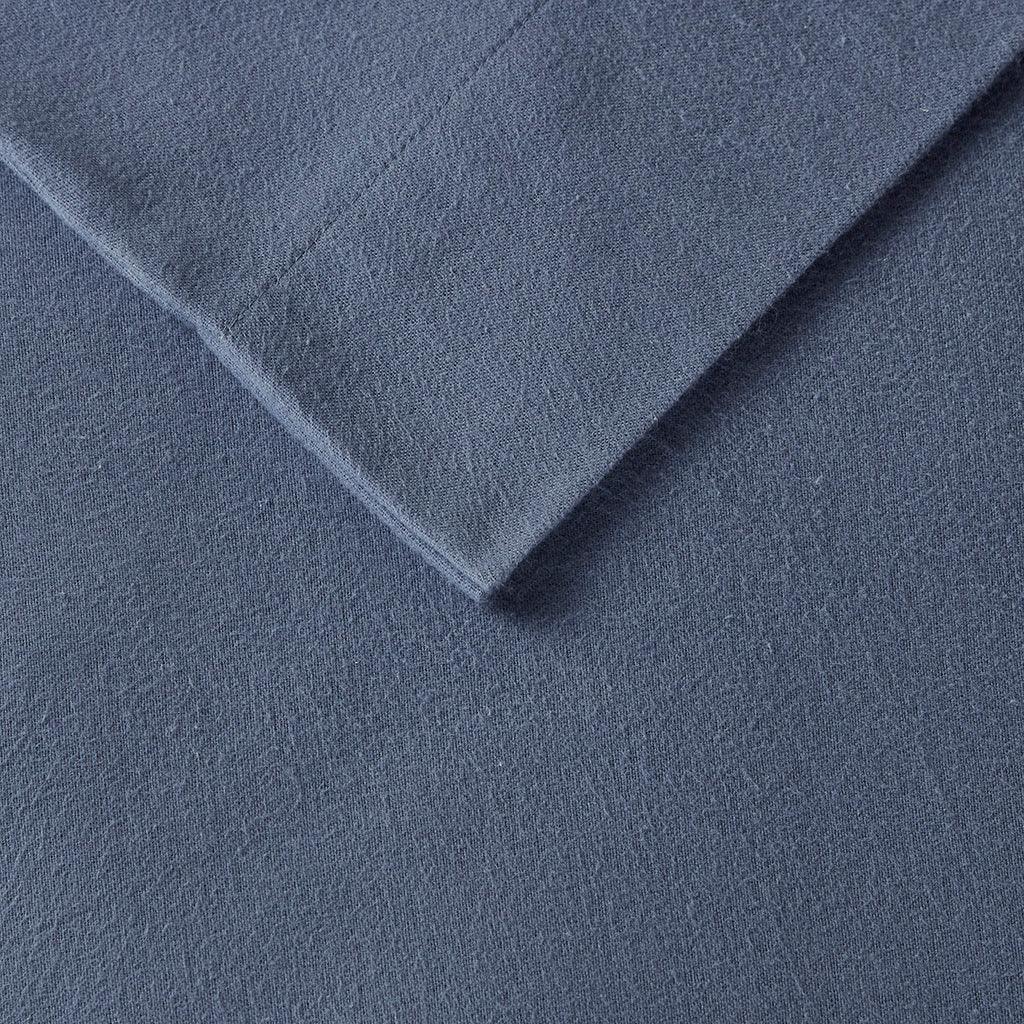Olliix.com Sheets & Sheet Sets - Cozy Flannel King Sheet Set Blue Solid
