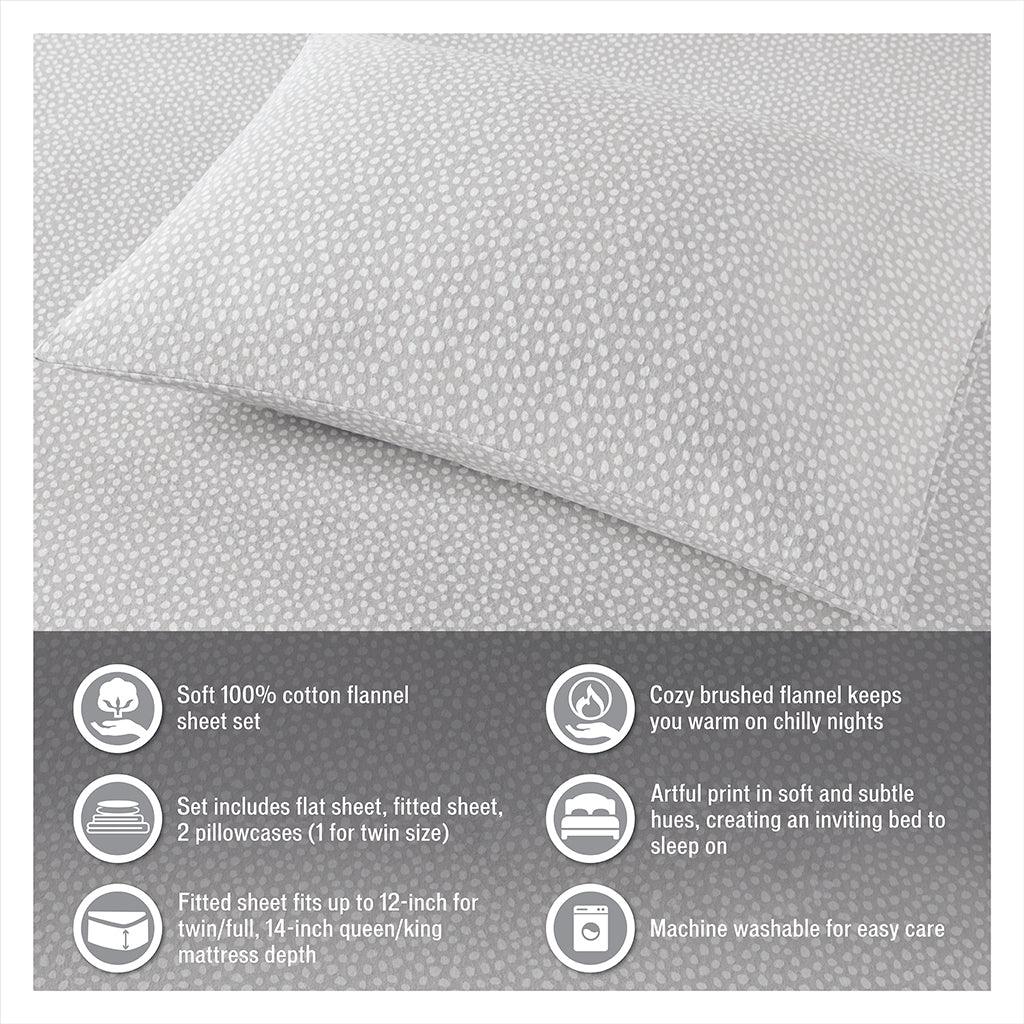 Olliix.com Sheets & Sheet Sets - Cozy Flannel King Sheet Set Gray Solid