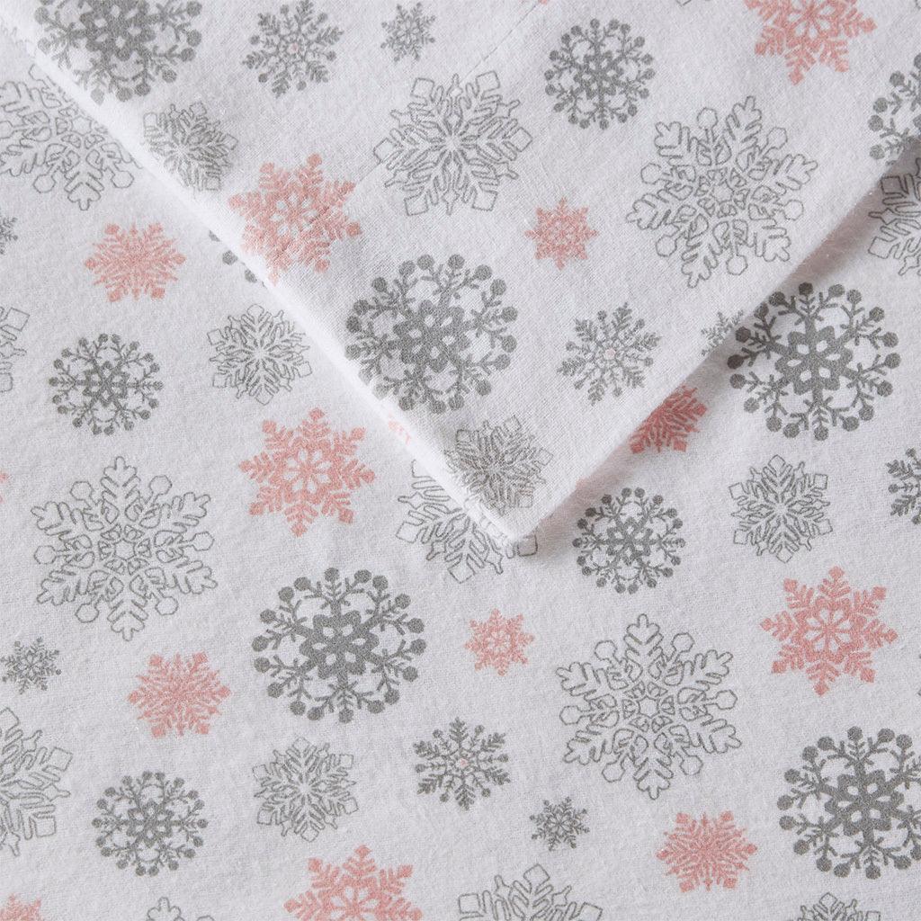 Olliix.com Sheets & Sheet Sets - Cozy Flannel King Sheet Set Pink & Gray