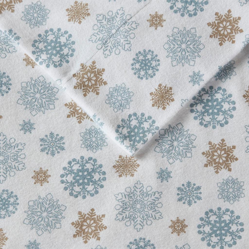 Olliix.com Sheets & Sheet Sets - Cozy Flannel King Sheet Set Tan & Blue
