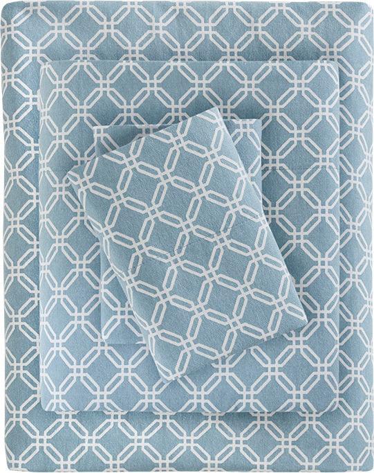Olliix.com Sheets & Sheet Sets - Cozy Flannel Queen Sheet Set Blue