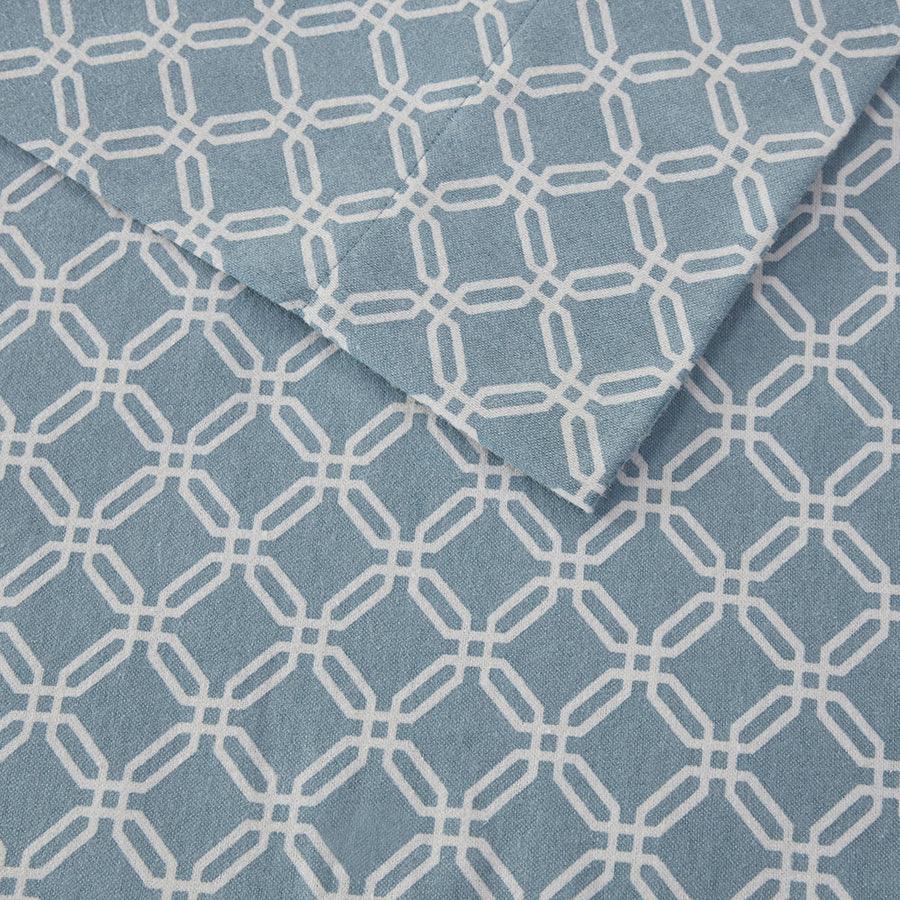 Olliix.com Sheets & Sheet Sets - Cozy Full Flannel 100% Casual Cotton Print Sheet Set Blue