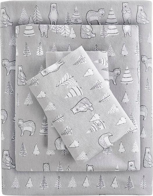 Olliix.com Sheets & Sheet Sets - Cozy Full Flannel 100% Cotton Print Sheet Set Bear