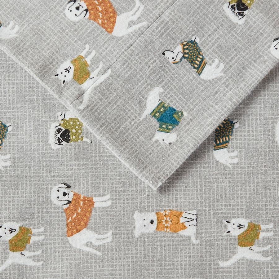 Olliix.com Sheets & Sheet Sets - Cozy Twin Flannel 100% Cotton Print Sheet Set Gray