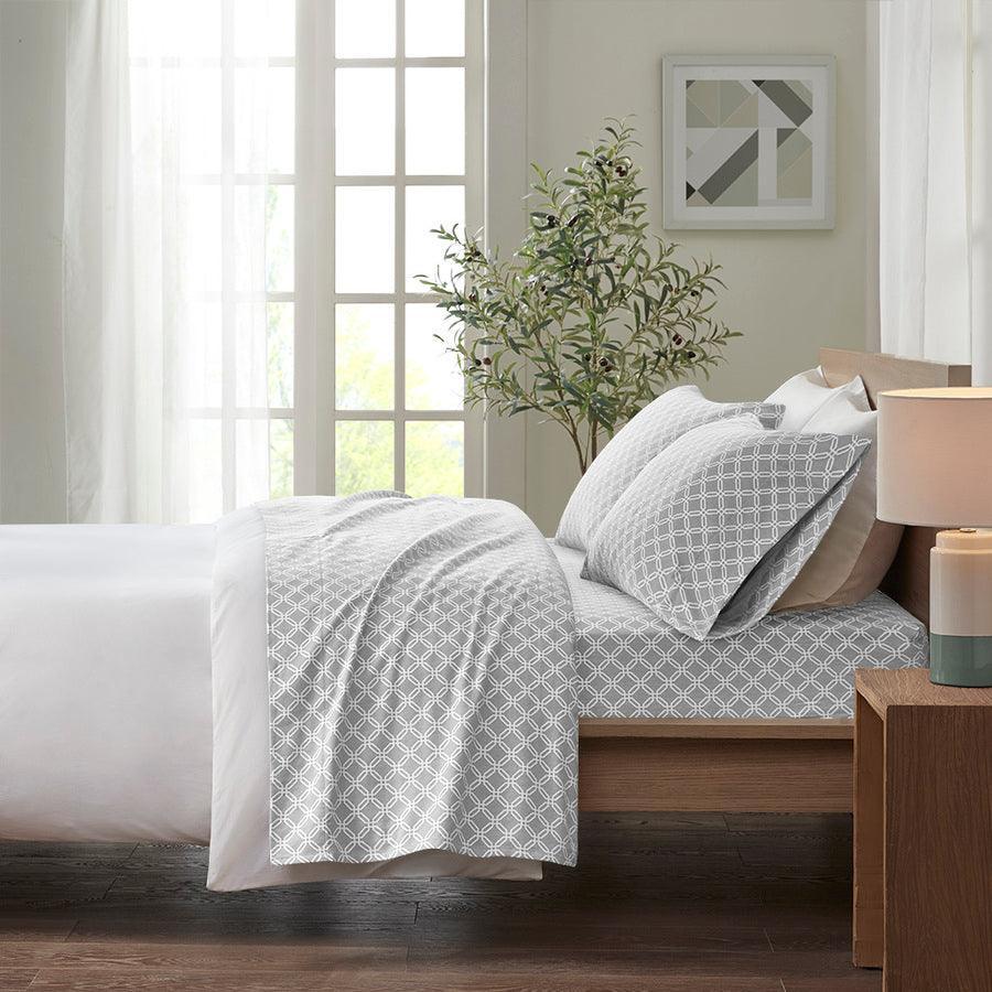 Olliix.com Sheets & Sheet Sets - Cozy Twin XL Flannel 100% Cotton Print Sheet Set Gray