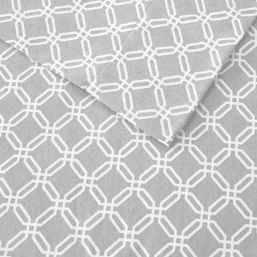 Olliix.com Sheets & Sheet Sets - Cozy Twin XL Flannel 100% Cotton Print Sheet Set Gray