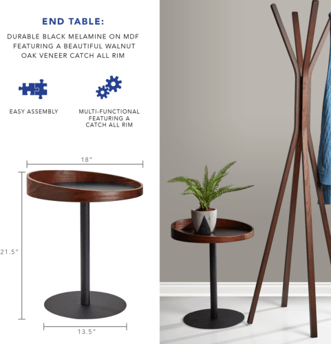 Adesso Side & End Tables - Crater End Table- Walnut