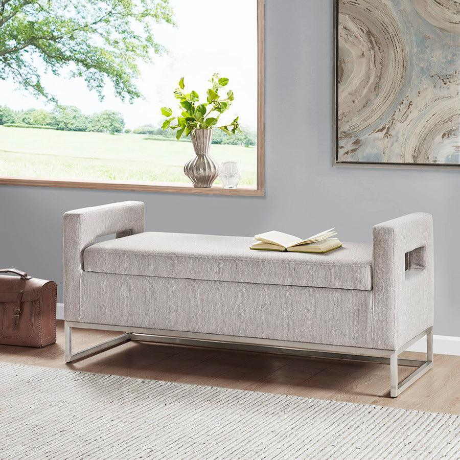 Olliix.com Benches - Crawford Storage Bench Gray