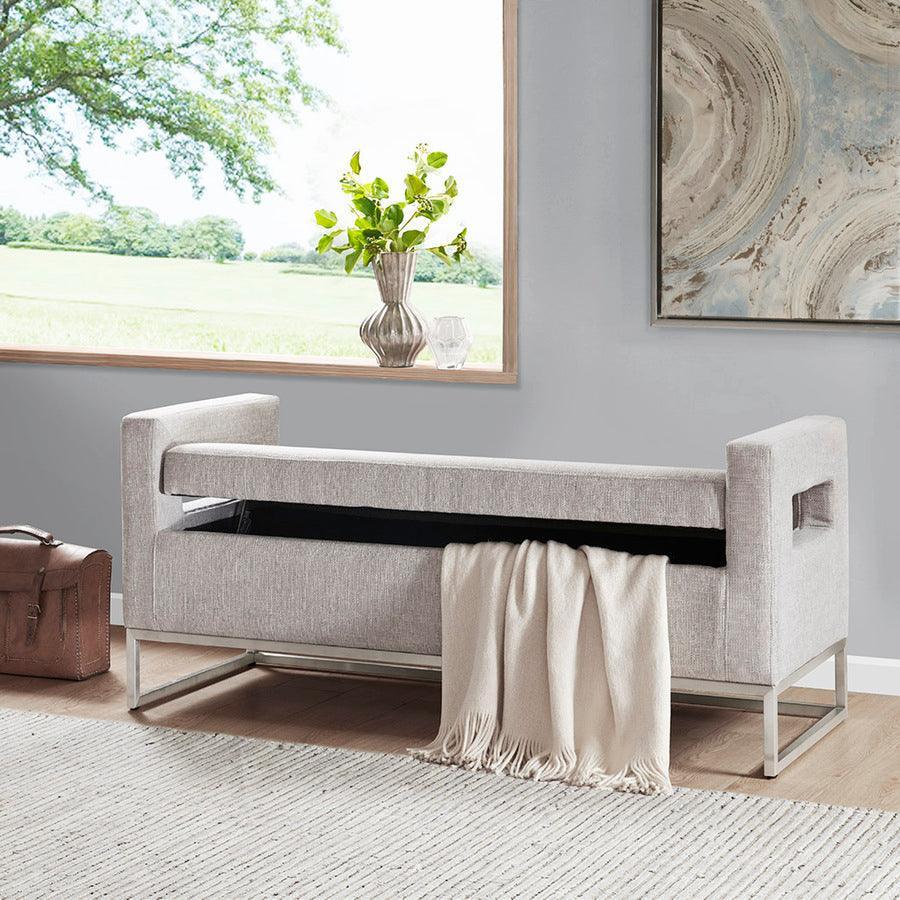 Olliix.com Benches - Crawford Storage Bench Gray
