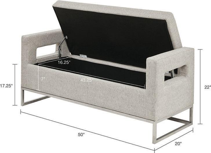 Olliix.com Benches - Crawford Storage Bench Gray