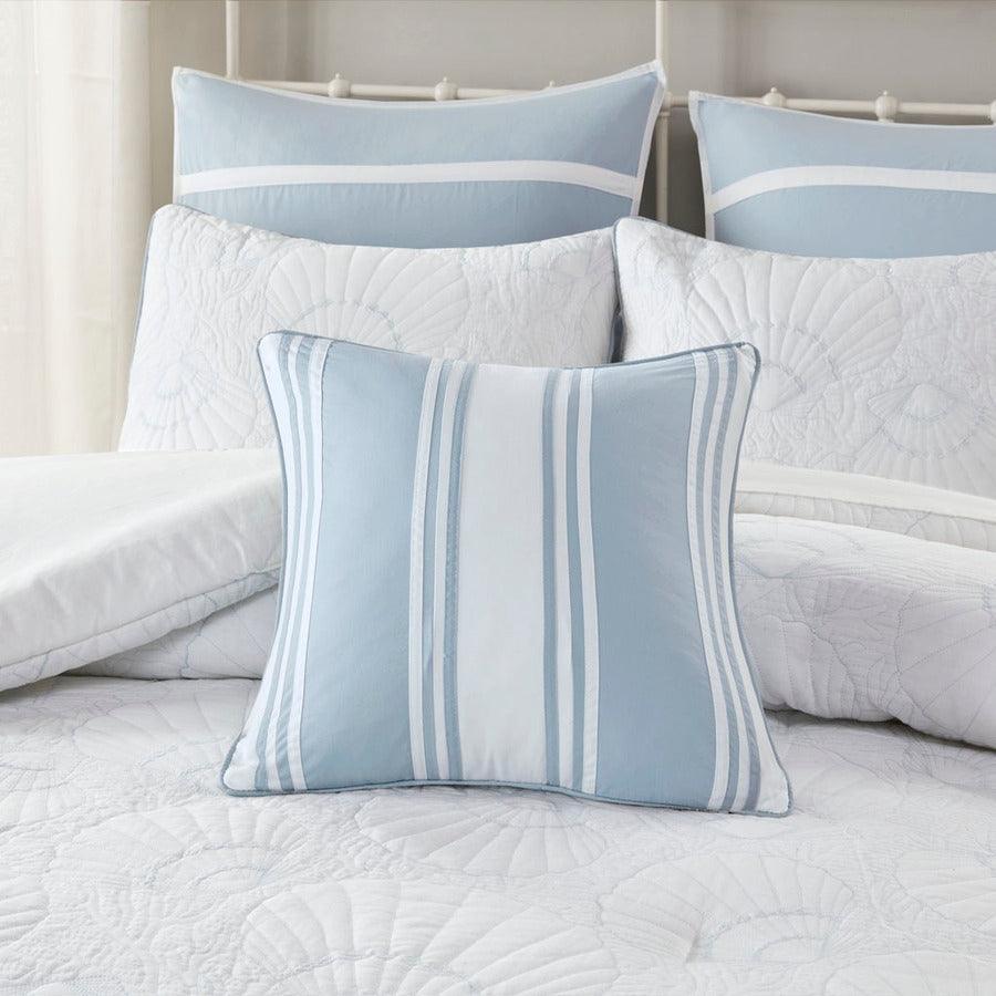 Olliix.com Pillows - Crystal Coastal Beach Pieced Square Pillow 18x18" White