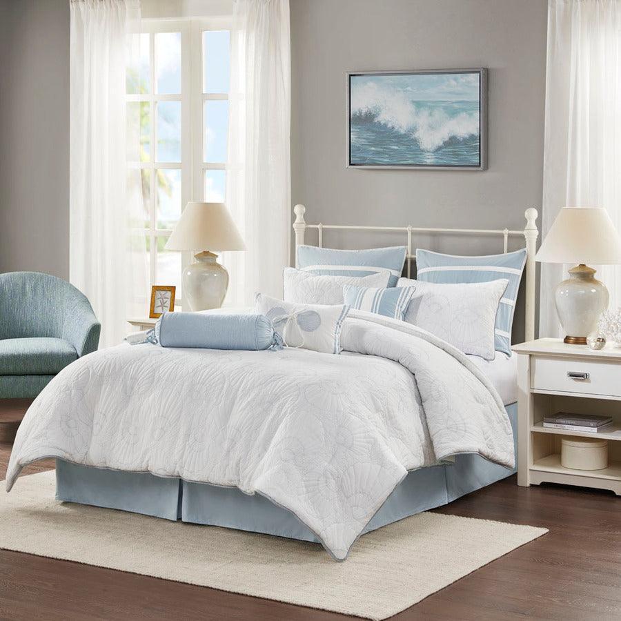 Olliix.com Comforters & Blankets - Crystal Mid-Century Beach Comforter Set White King