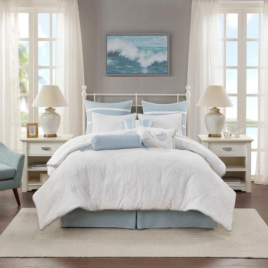 Olliix.com Comforters & Blankets - Crystal Mid-Century Beach Comforter Set White King