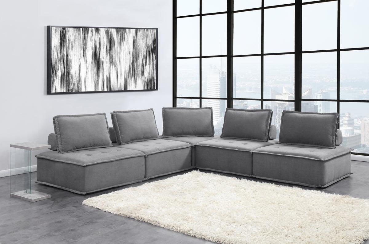 Elements Sectional Sofas - Cube Modular Seating 5 Piece Sectional Charcoal