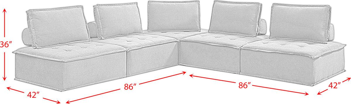 Elements Sectional Sofas - Cube Modular Seating 5 Piece Sectional Charcoal