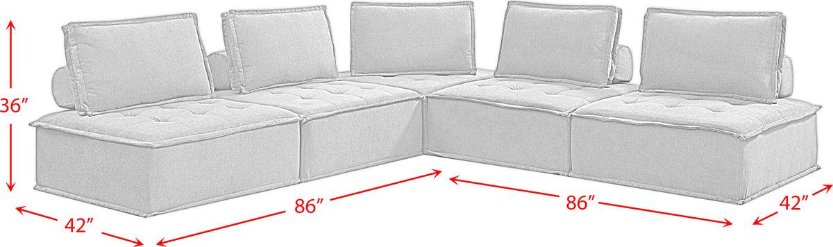 Elements Sectional Sofas - Cube Modular Seating 5 Piece Sectional Natural