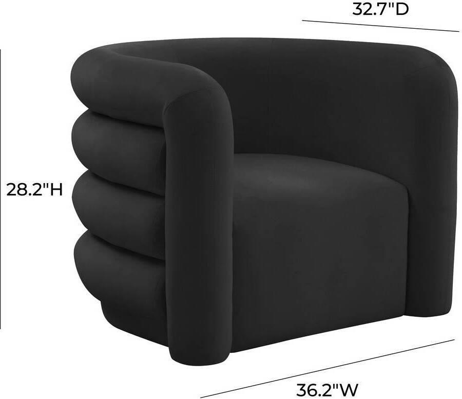 Tov Furniture Accent Chairs - Curves Black Velvet Lounge Chair