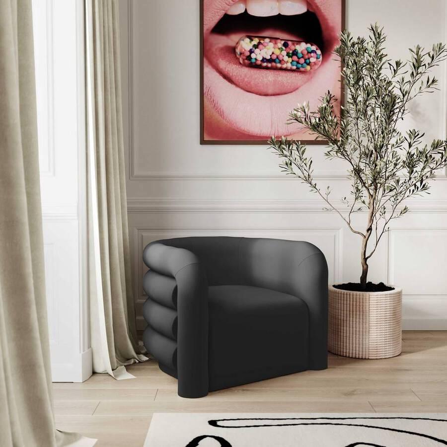 Tov Furniture Accent Chairs - Curves Black Velvet Lounge Chair